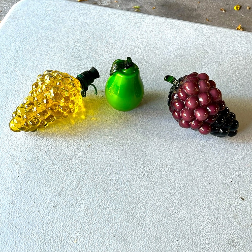 Hobby Lobby Glass Fruit Trio in Yellow, Green, and Purple